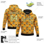 Custom Stitched Gold Gold-Black 3D Pattern Smiling Pumpkin Halloween Sports Pullover Sweatshirt Hoodie - Image 2