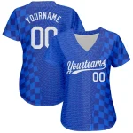 Custom Royal White-Black 3D Pattern Design Authentic Baseball Jersey - Image 2