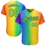Custom Rainbow For Pride Month Love Is Love LGBT 3D Authentic Baseball Jersey