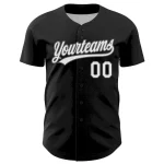 Custom Black White-Steel Gray 3D Halloween Authentic Baseball Jersey - Image 2