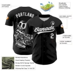 Custom Black White-Steel Gray 3D Halloween Authentic Baseball Jersey - Image 3