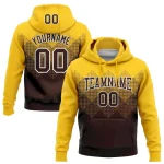 Custom Stitched Yellow Brown-White 3D Pattern Design Gradient Square Shape Sports Pullover Sweatshirt Hoodie