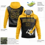 Custom Stitched Black Gold 3D Bowling Sports Pullover Sweatshirt Hoodie - Image 2