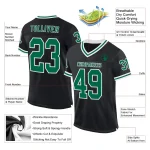 Custom Black Kelly Green-White Mesh Authentic Throwback Football Jersey - Image 2