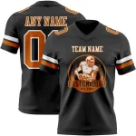 Custom Black Texas Orange-White Mesh Authentic Football Jersey - Image 2
