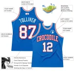 Custom Blue White-Red Authentic Throwback Basketball Jersey - Image 2