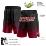 Custom Black Maroon-Cream Pinstripe Fade Fashion Authentic Basketball Shorts - Image 2