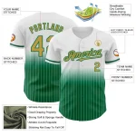 Custom White Pinstripe Old Gold-Kelly Green Authentic Fade Fashion Baseball Jersey - Image 4