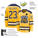 Custom Gold Navy-White Hockey Jersey - Image 3