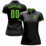 Custom Black Neon Green Performance Golf Polo Shirt - Image 2