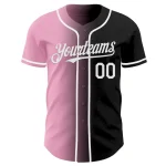 Custom Black White-Light Pink Authentic Gradient Fashion Baseball Jersey - Image 2