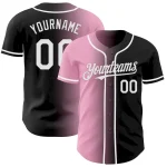 Custom Black White-Light Pink Authentic Gradient Fashion Baseball Jersey