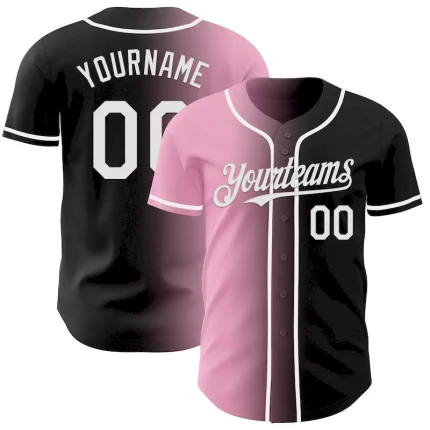 Custom Black White-Light Pink Authentic Gradient Fashion Baseball Jersey
