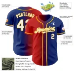 Custom Royal White Red-Gold Authentic Gradient Fashion Baseball Jersey - Image 3