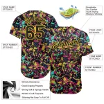 Custom Graffiti Pattern Black-Gold 3D Grunge Shabby Authentic Baseball Jersey - Image 3
