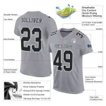 Custom Gray Black-White Mesh Authentic Football Jersey - Image 2