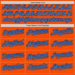 Custom Orange Powder Blue-Navy Bomber Full-Snap Varsity Letterman Two Tone Hoodie Jacket - Image 4