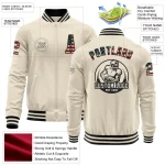 Custom Cream Vintage USA Flag-Black Bomber Varsity Letterman Zipper Jacket - Image 3
