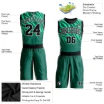 Custom Kelly Green Black-White Round Neck Sublimation Basketball Suit Jersey - Image 2