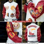 Custom Graffiti Pattern Orange Black-Cream Scratch 3D Bomber Full-Snap Varsity Letterman Jacket - Image 2