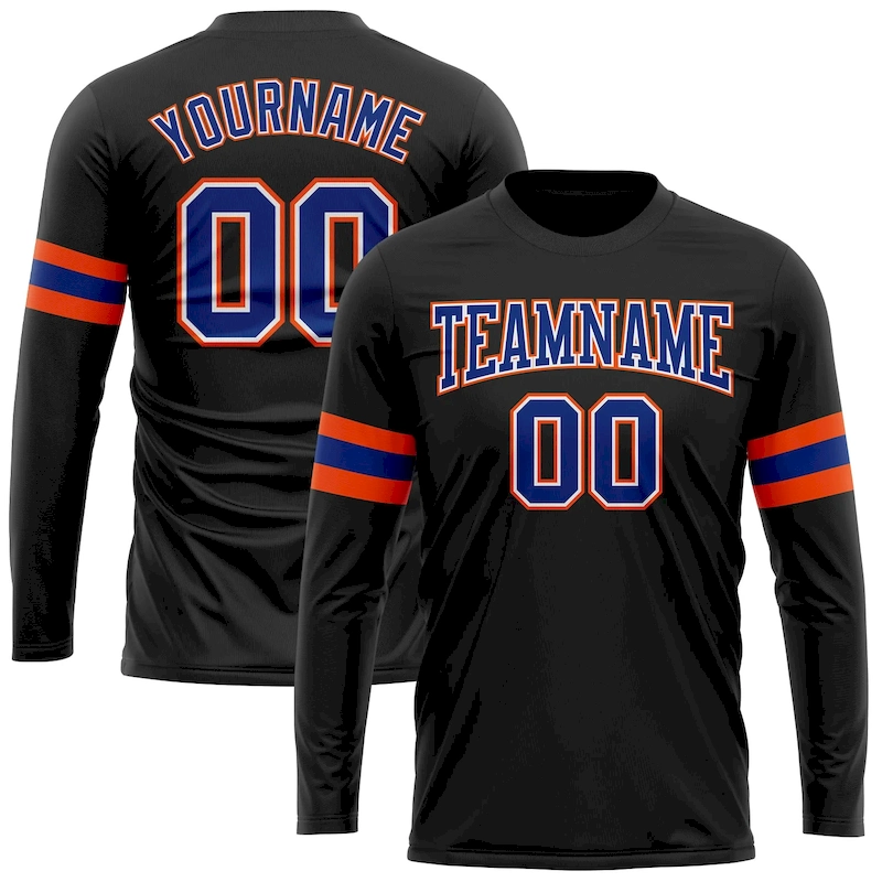 LongSleeve0090.webp Custom Black Royal Orange-White Long Sleeve Performance T-Shirt - Image 1
