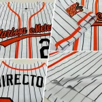Custom White Black Pinstripe Orange Authentic Baseball Jersey - Image 2