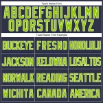 Custom Navy Neon Green-White Mesh Authentic Throwback Baseball Jersey - Image 4