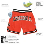 Custom Orange Black-White Authentic Throwback Basketball Shorts - Image 2