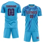 Custom Sky Blue Royal-Orange Sublimation Soccer Uniform Jersey - Image 2