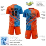 Custom Graffiti Pattern Black Blue-Orange Scratch Sublimation Soccer Uniform Jersey - Image 4