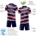 Custom Navy Medium Pink-White Splash Sublimation Soccer Uniform Jersey - Image 4