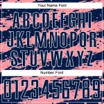 Custom Navy Medium Pink-White Splash Sublimation Soccer Uniform Jersey - Image 6