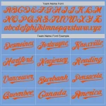 Custom Light Blue White-Orange Pinstripe Authentic Split Fashion Baseball Jersey - Image 4