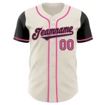 Custom Cream Black-Pink Authentic Two Tone Baseball Jersey - Image 2