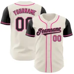 Custom Cream Black-Pink Authentic Two Tone Baseball Jersey