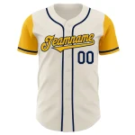 Custom Cream Gold-Navy Authentic Two Tone Baseball Jersey - Image 2