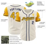 Custom Cream Gold-Navy Authentic Two Tone Baseball Jersey - Image 3