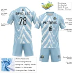 Custom Light Blue Black-White Fluid Sublimation Volleyball Uniform Jersey - Image 4