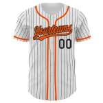 Custom White Black Pinstripe Orange Authentic Baseball Jersey - Image 3