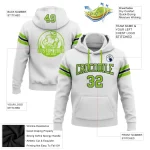 Custom Stitched White Neon Green-Navy Football Pullover Sweatshirt Hoodie - Image 2