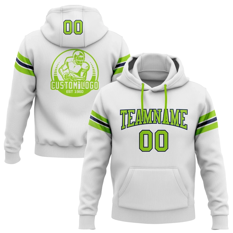 White1512.webp Custom Stitched White Neon Green-Navy Football Pullover Sweatshirt Hoodie - Image 1