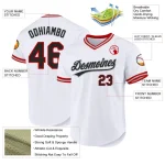 Custom White Black Red-Gray Authentic Throwback Baseball Jersey - Image 3