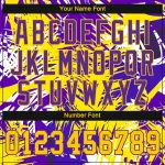 Custom Graffiti Pattern Gold-Purple 3D Authentic Baseball Jersey - Image 5