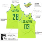 Custom Neon Green Kelly Green-White Authentic Throwback Basketball Jersey - Image 2