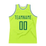 Custom Neon Green Kelly Green-White Authentic Throwback Basketball Jersey - Image 6