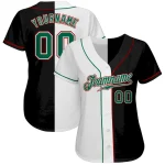 Custom Black Kelly Green-White Authentic Split Fashion Baseball Jersey - Image 2